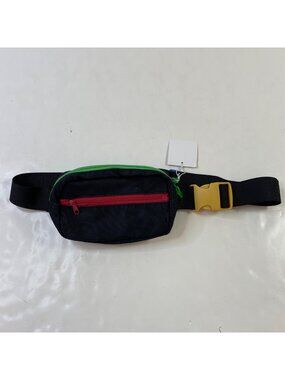 Black Fanny Pack With Green Red Zippers And Yellow Buckle eBayana